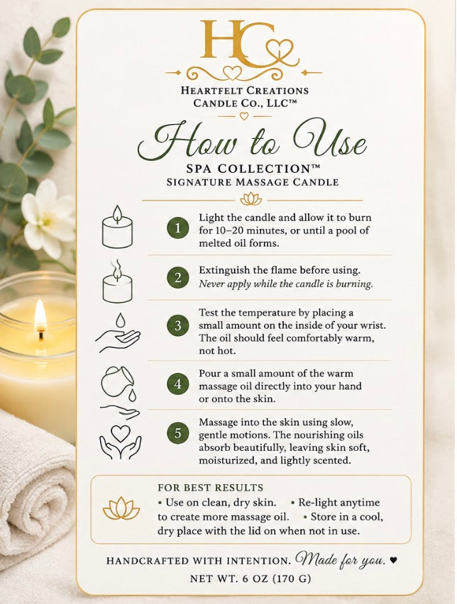 Spa Collection ~ Massage Lotion Candle