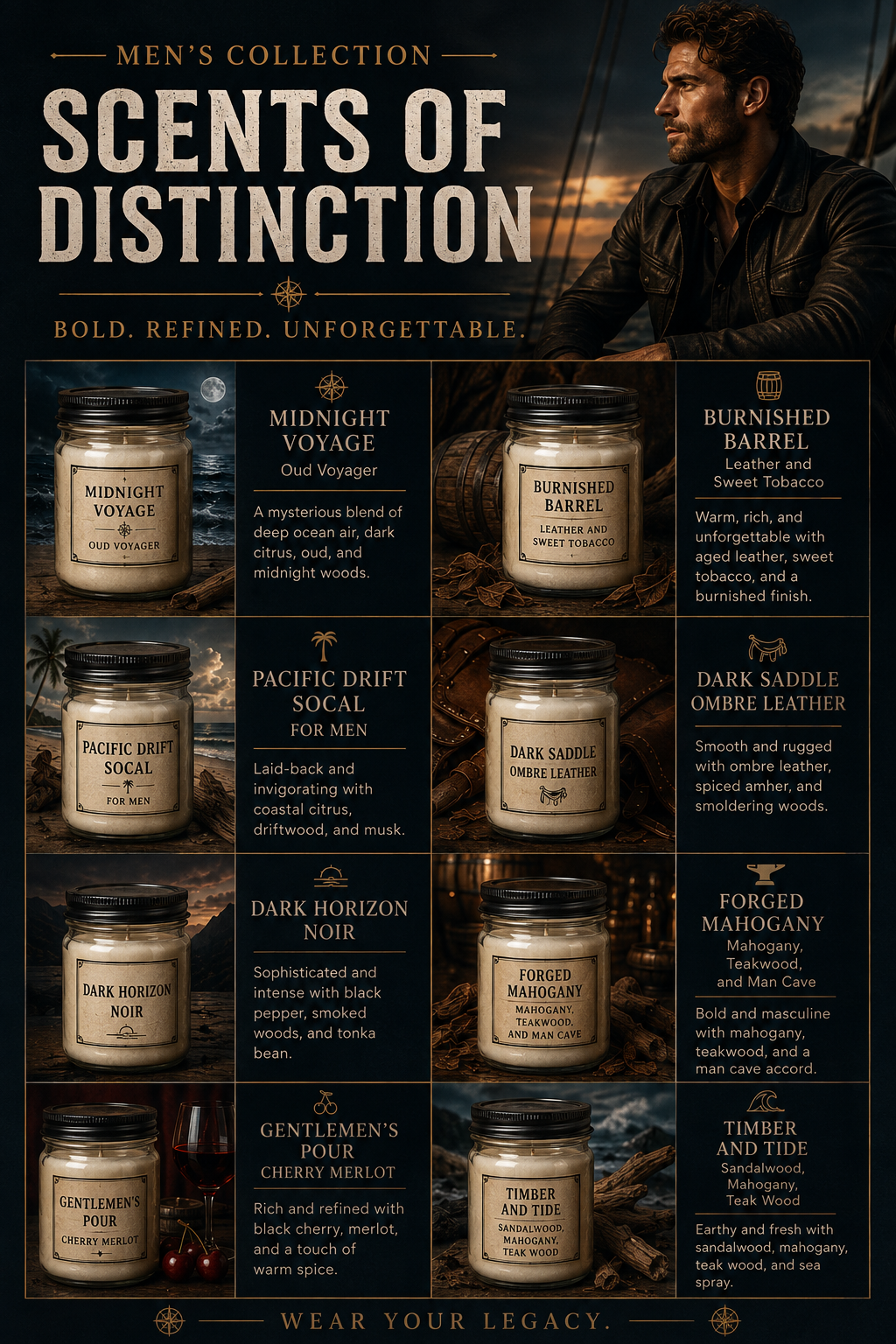 Men’s Scents of Distinction             16 oz 100% Soy Candle