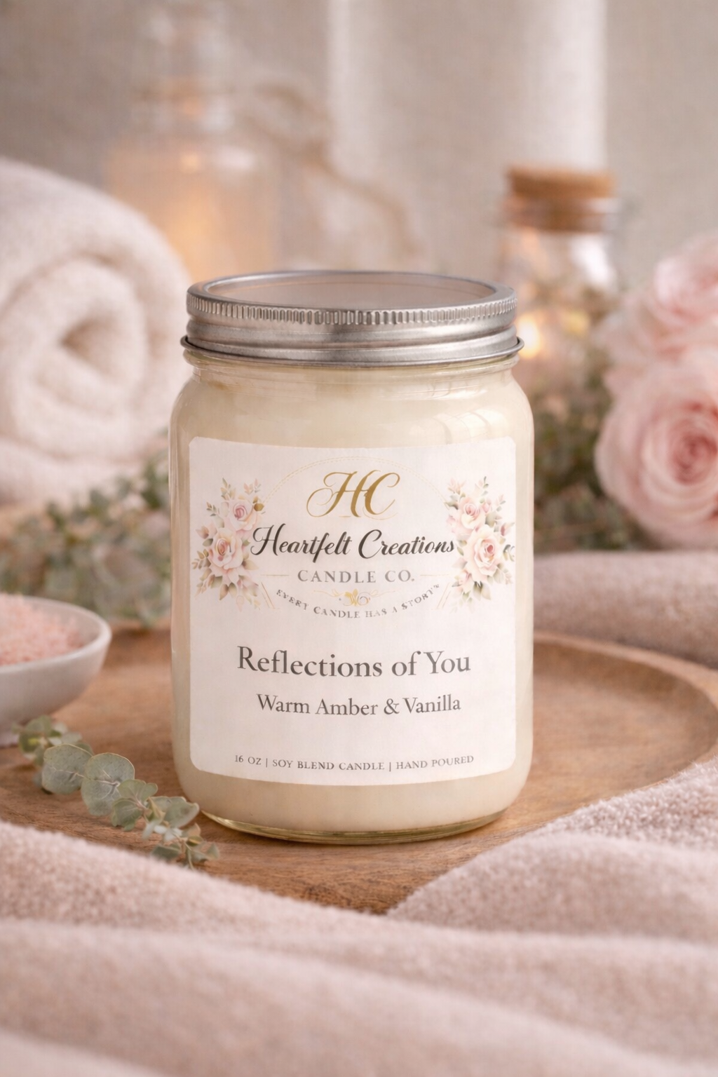 Reflections of You                           16 oz Candle.                                Amber & Vanilla.