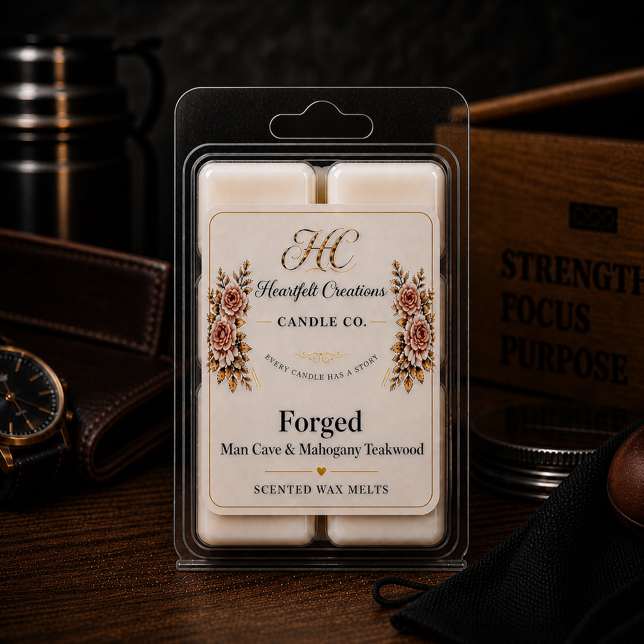 Forged ~                                        4oz Wax Melt                                Man Cave & Mahogany Teakwood.