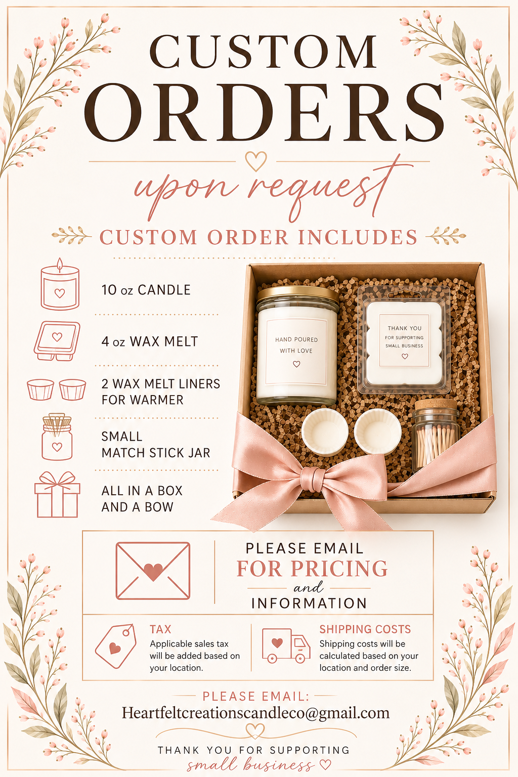 100% Soy, Clean Burning Candle, Custom Gift Boxes